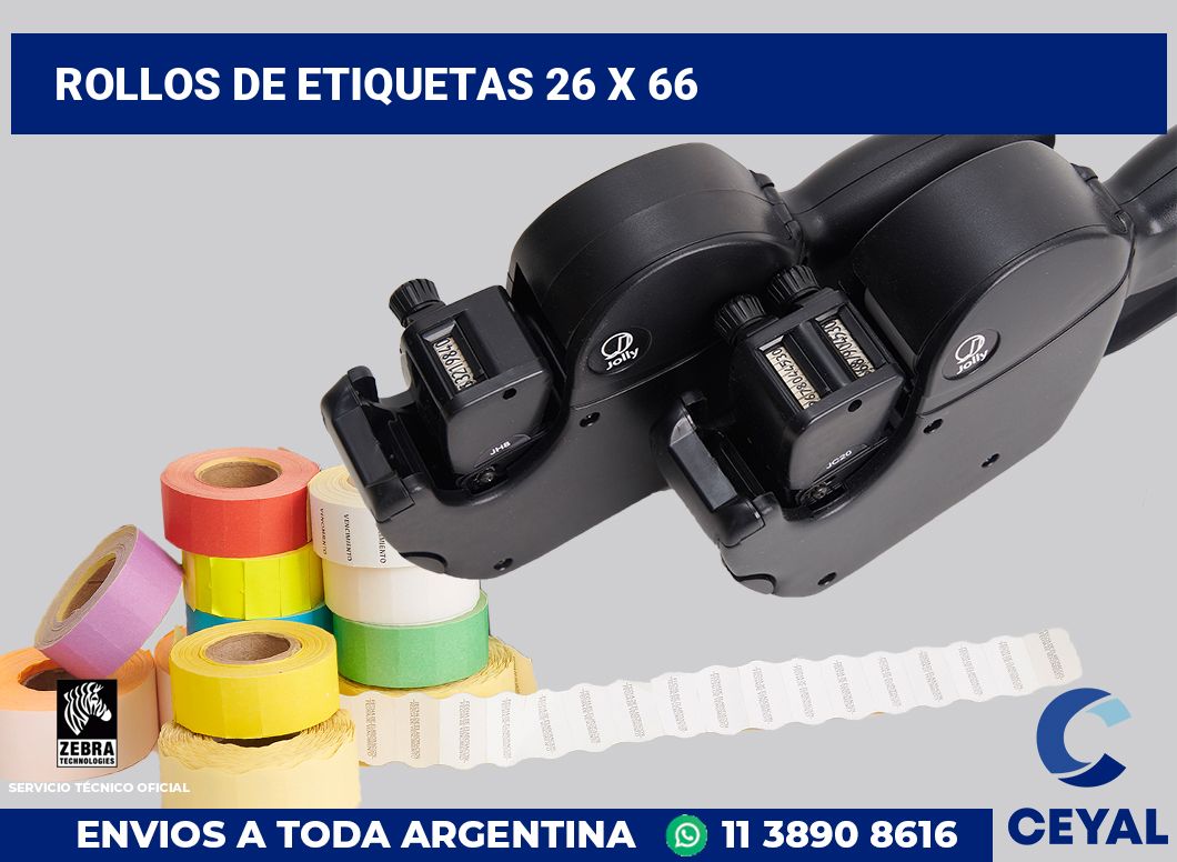 rollos de etiquetas 26 x 66