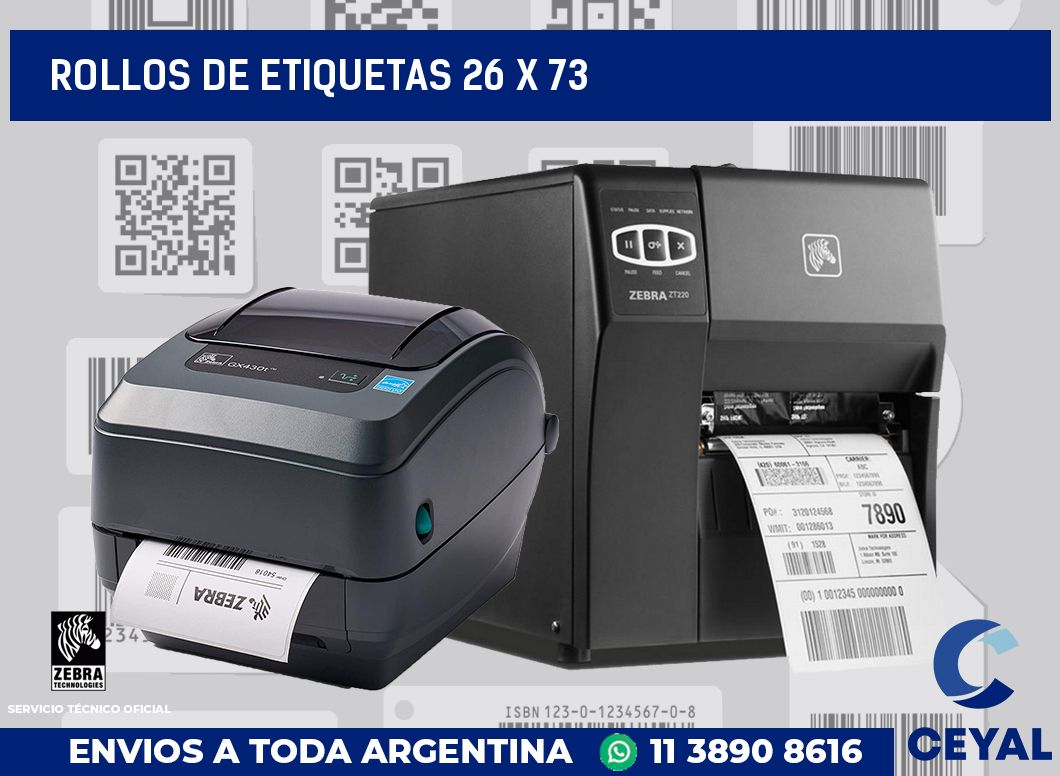 rollos de etiquetas 26 x 73
