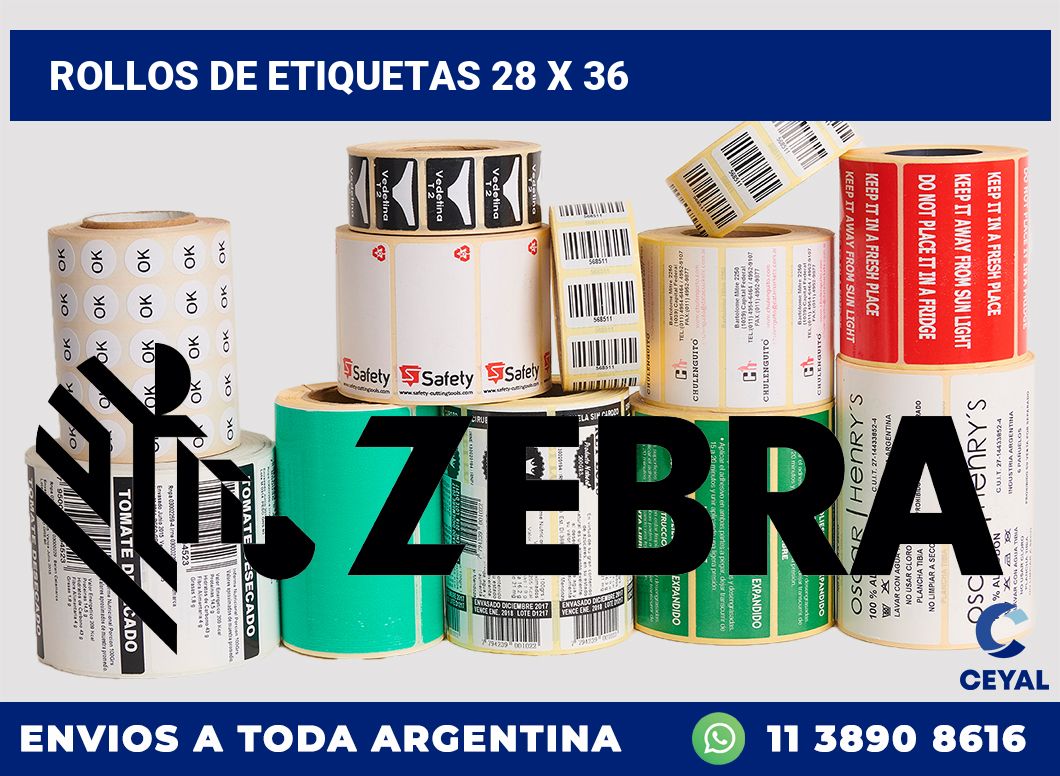 rollos de etiquetas 28 x 36
