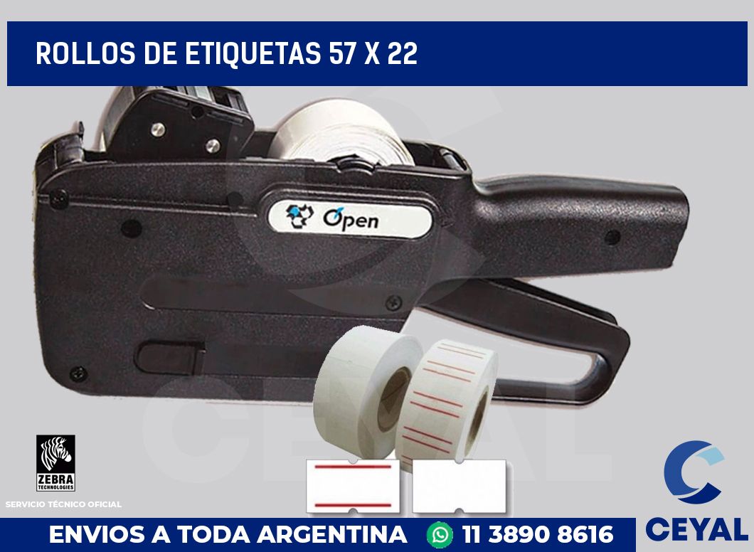 rollos de etiquetas 57 x 22