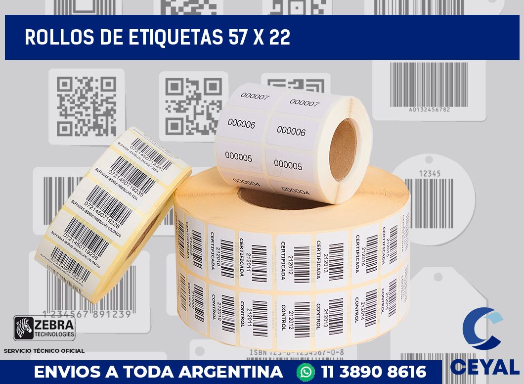 rollos de etiquetas 57 x 22