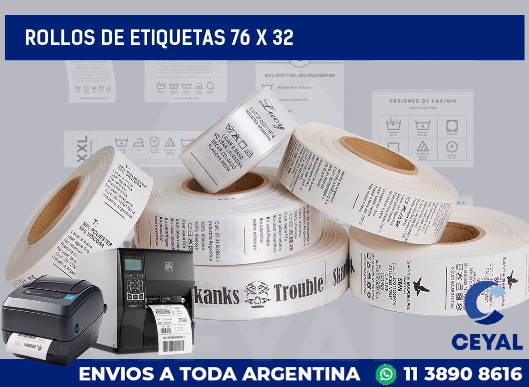 rollos de etiquetas 76 x 32