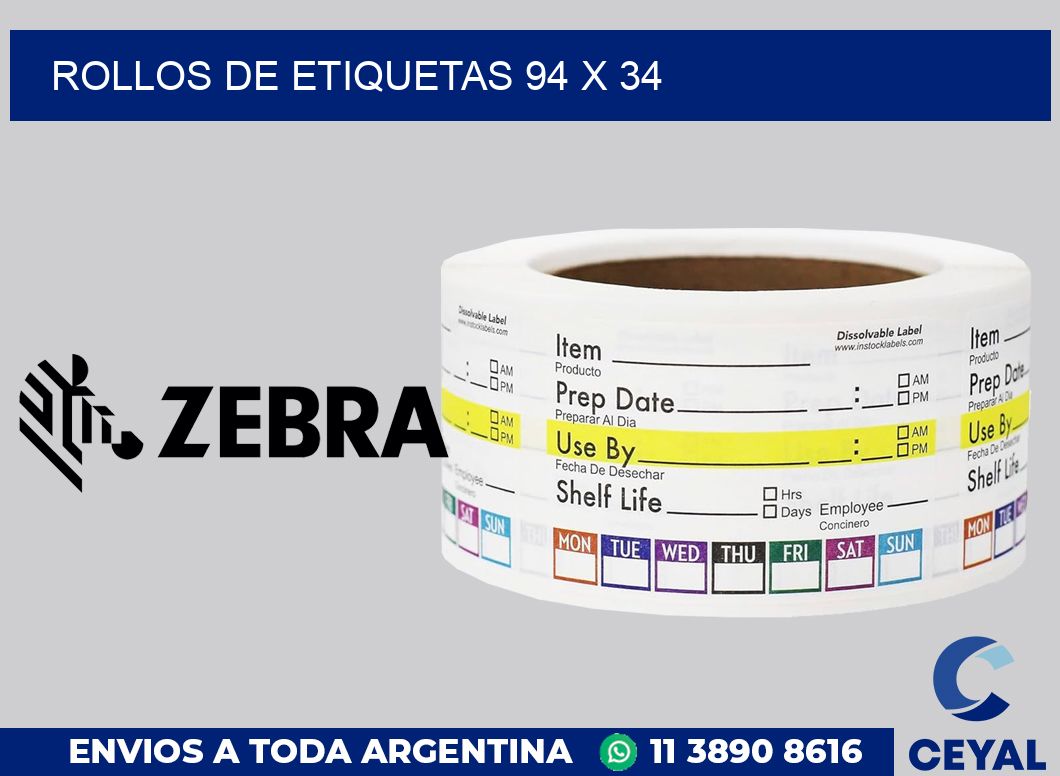 rollos de etiquetas 94 x 34