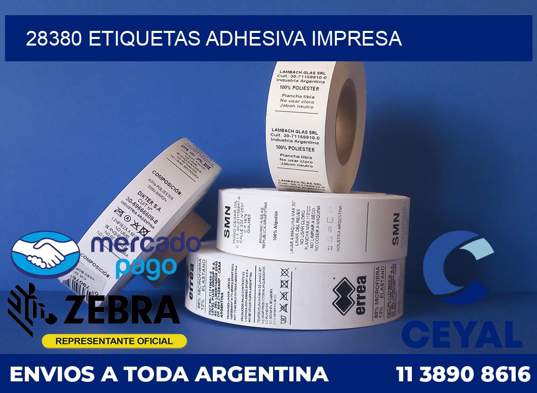 28380 etiquetas adhesiva impresa