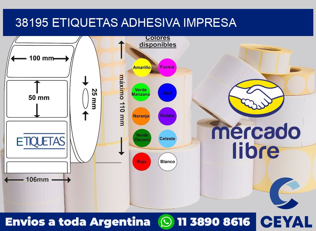 38195 etiquetas adhesiva impresa