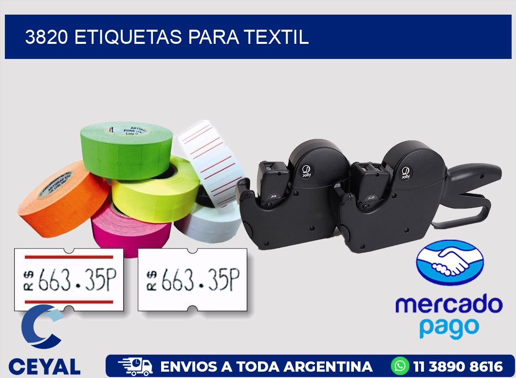 3820 etiquetas para textil