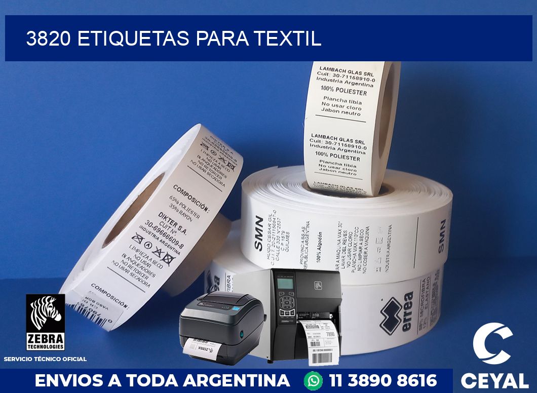 3820 etiquetas para textil