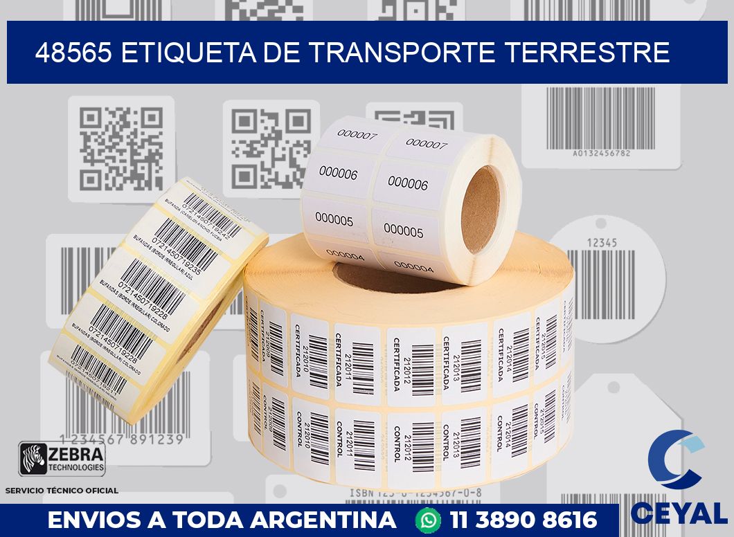 48565 Etiqueta de transporte terrestre