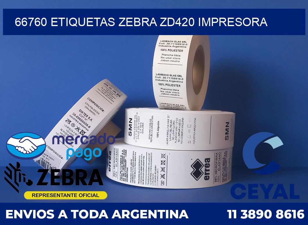 66760 etiquetas Zebra zd420 impresora