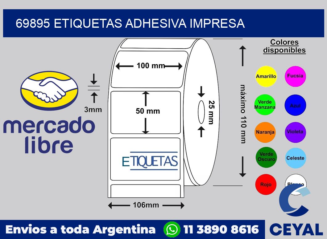 69895 etiquetas adhesiva impresa