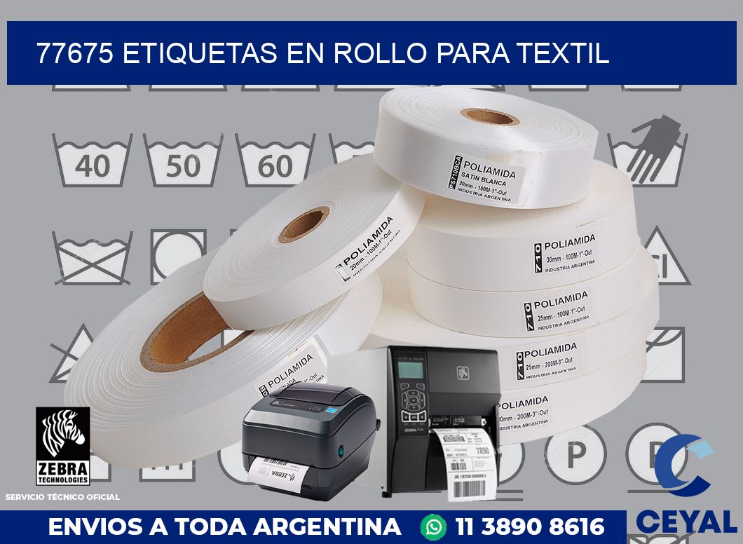 77675 etiquetas en rollo para textil