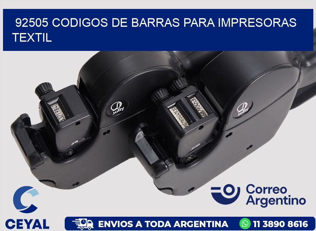 92505 codigos de barras para impresoras textil