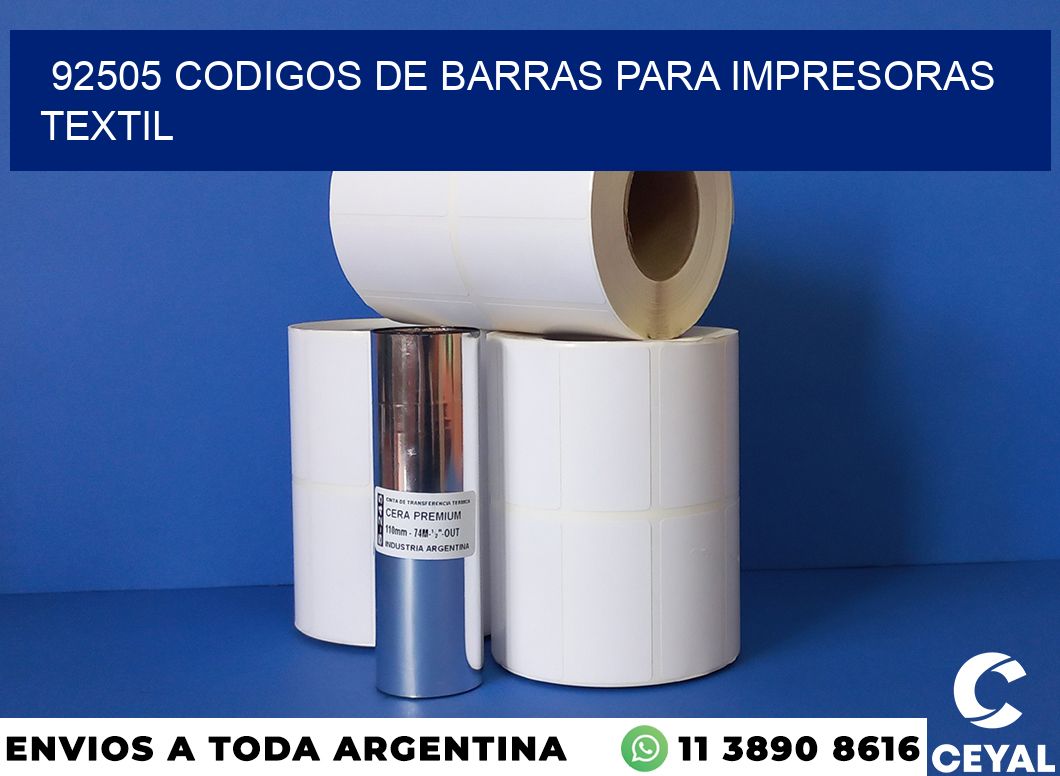 92505 codigos de barras para impresoras textil