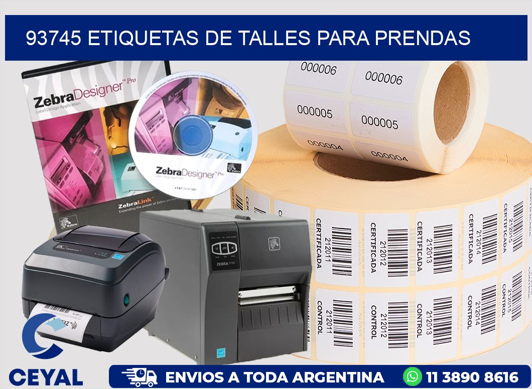 93745 Etiquetas de talles para Prendas