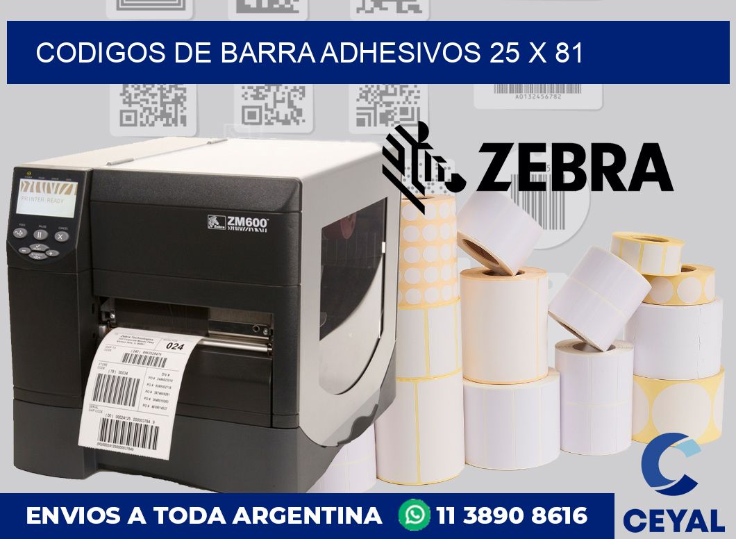Codigos de barra adhesivos 25 x 81