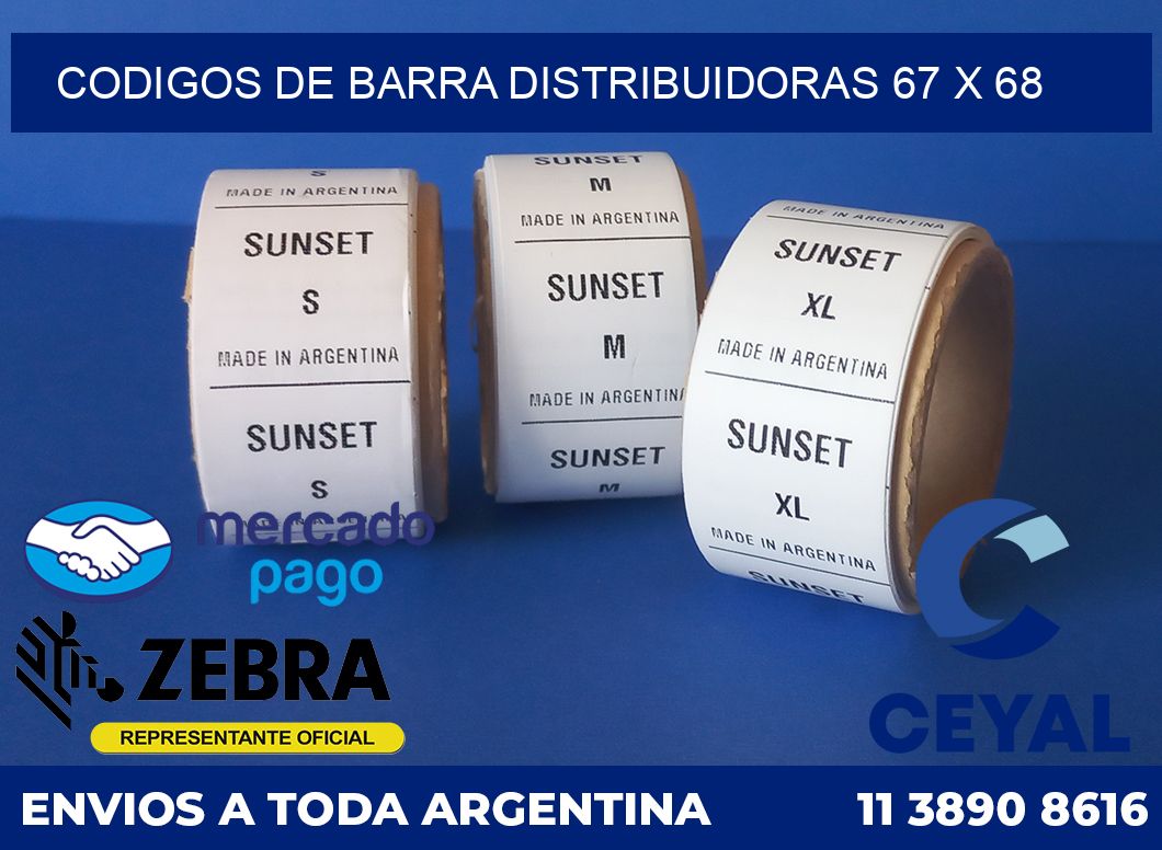 Codigos de barra distribuidoras 67 x 68