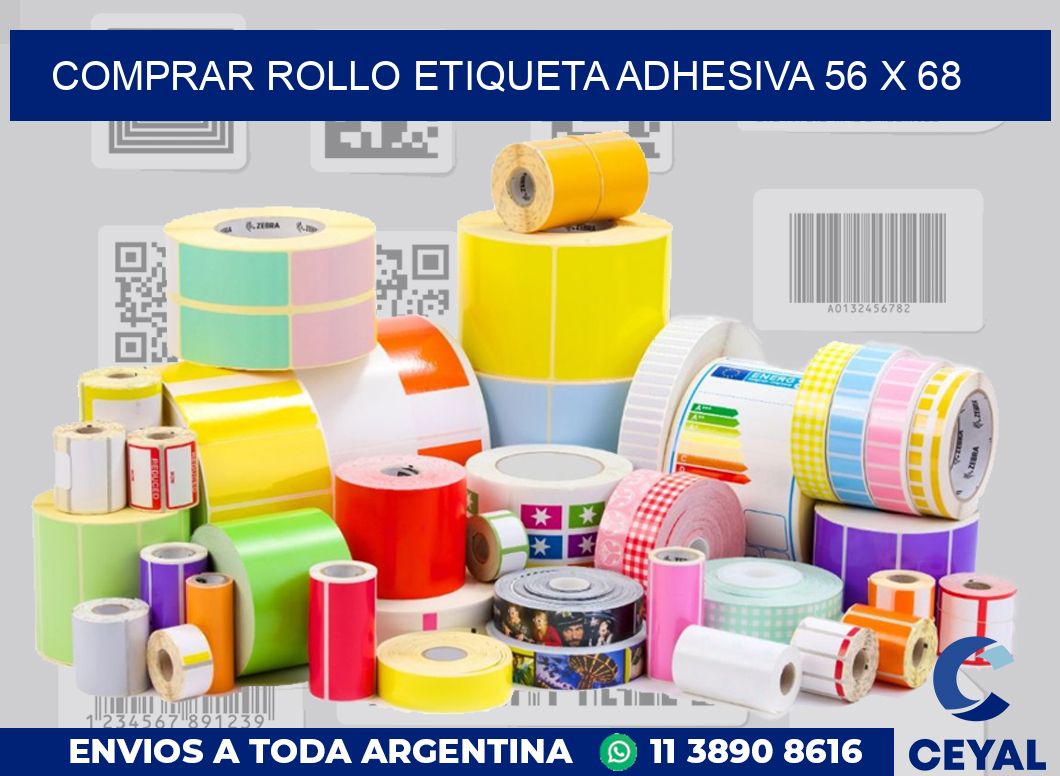 Comprar rollo etiqueta adhesiva 56 x 68