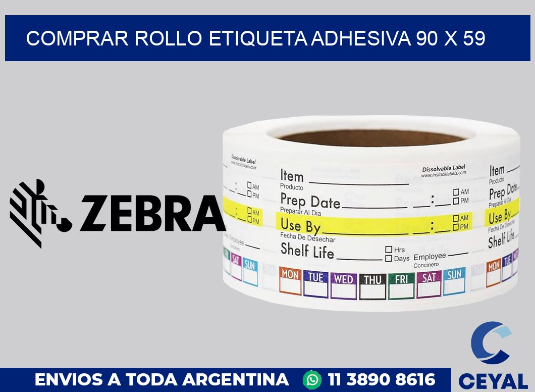 Comprar rollo etiqueta adhesiva 90 x 59