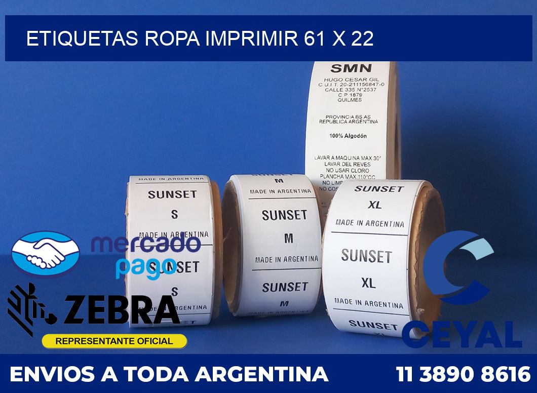 Etiquetas ropa imprimir 61 x 22