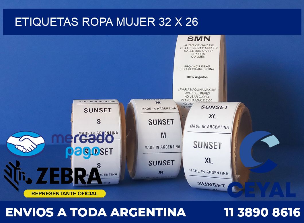 Etiquetas ropa mujer 32 x 26