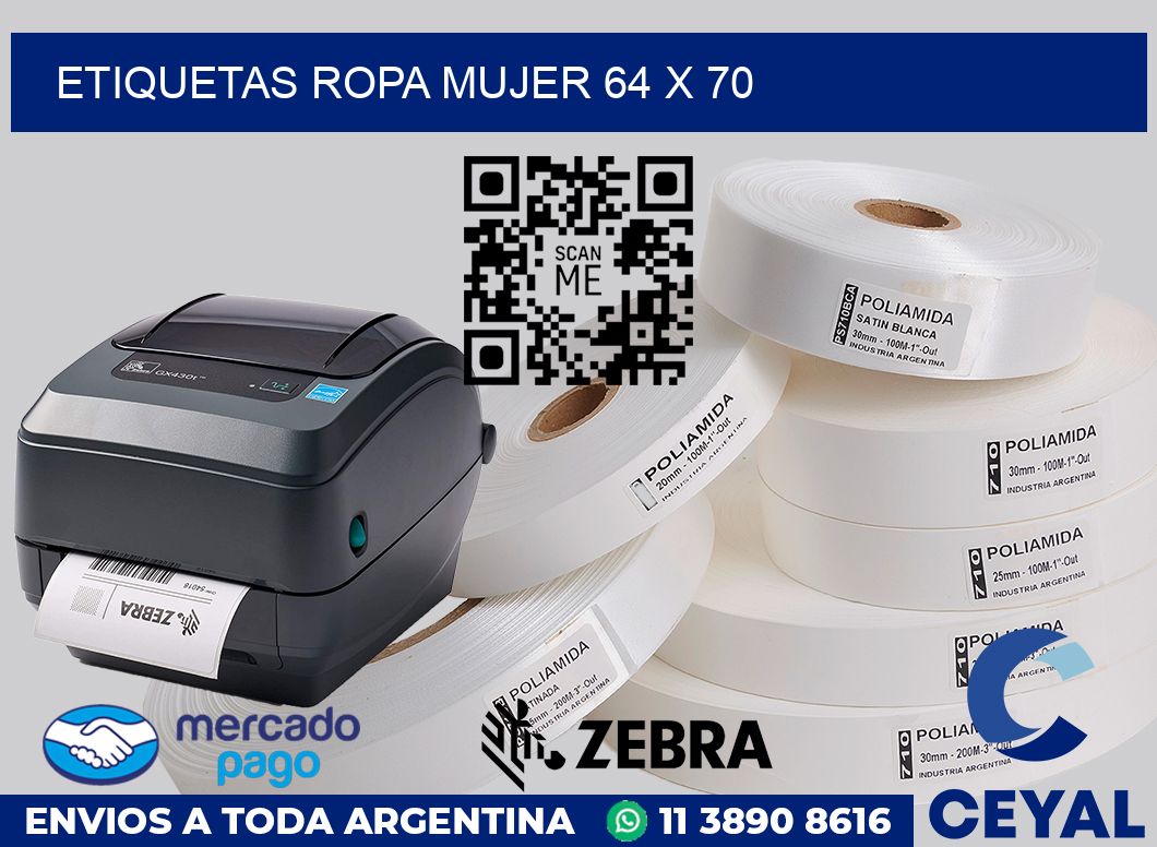 Etiquetas ropa mujer 64 x 70