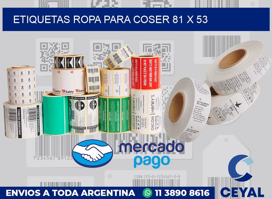 Etiquetas ropa para coser 81 x 53
