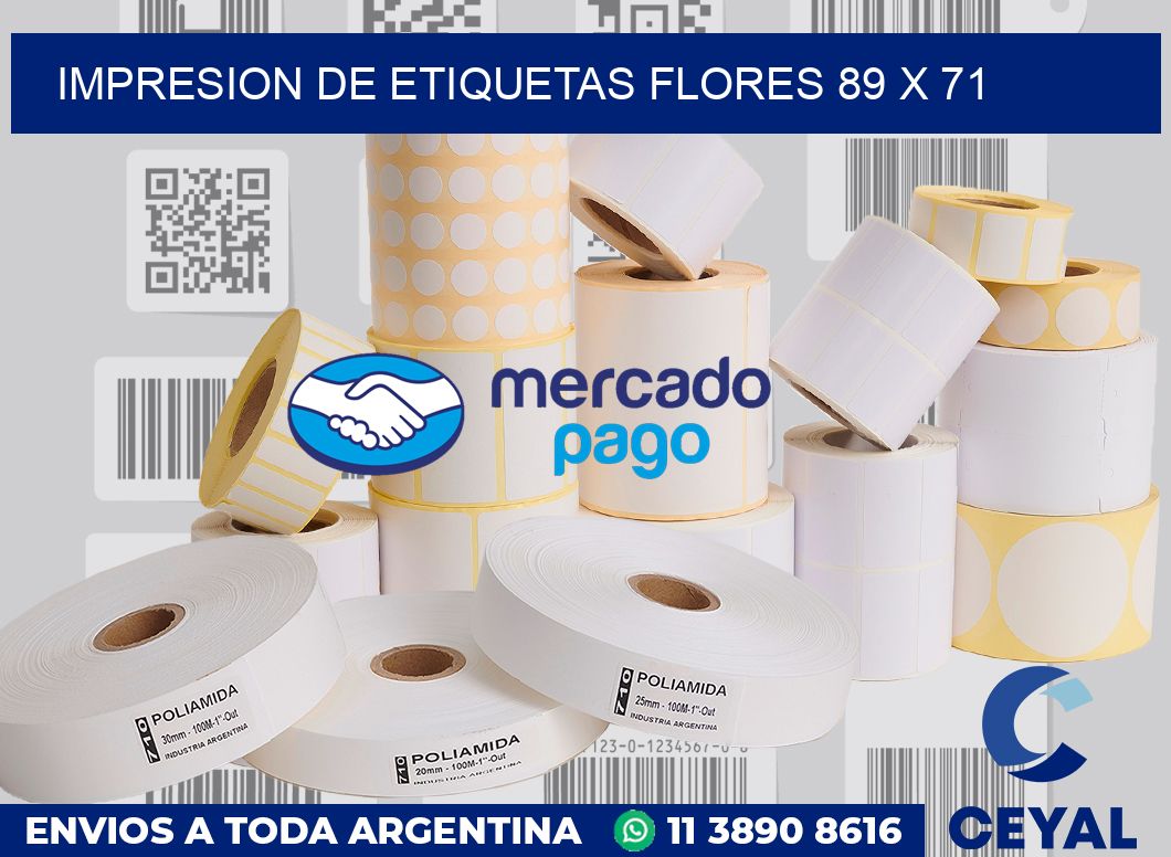 Impresion de etiquetas Flores 89 x 71