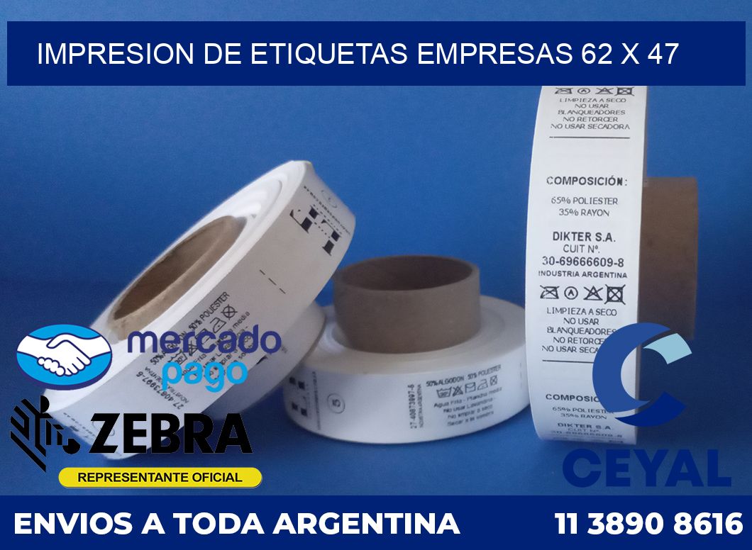 Impresion de etiquetas empresas 62 x 47