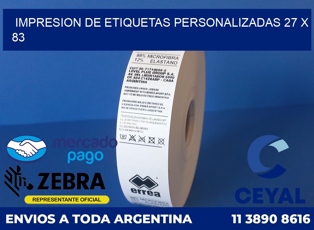 Impresion de etiquetas personalizadas 27 x 83