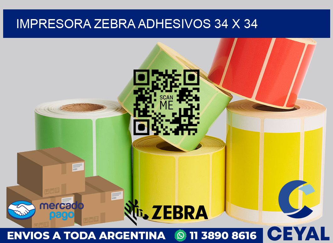 Impresora Zebra adhesivos 34 x 34