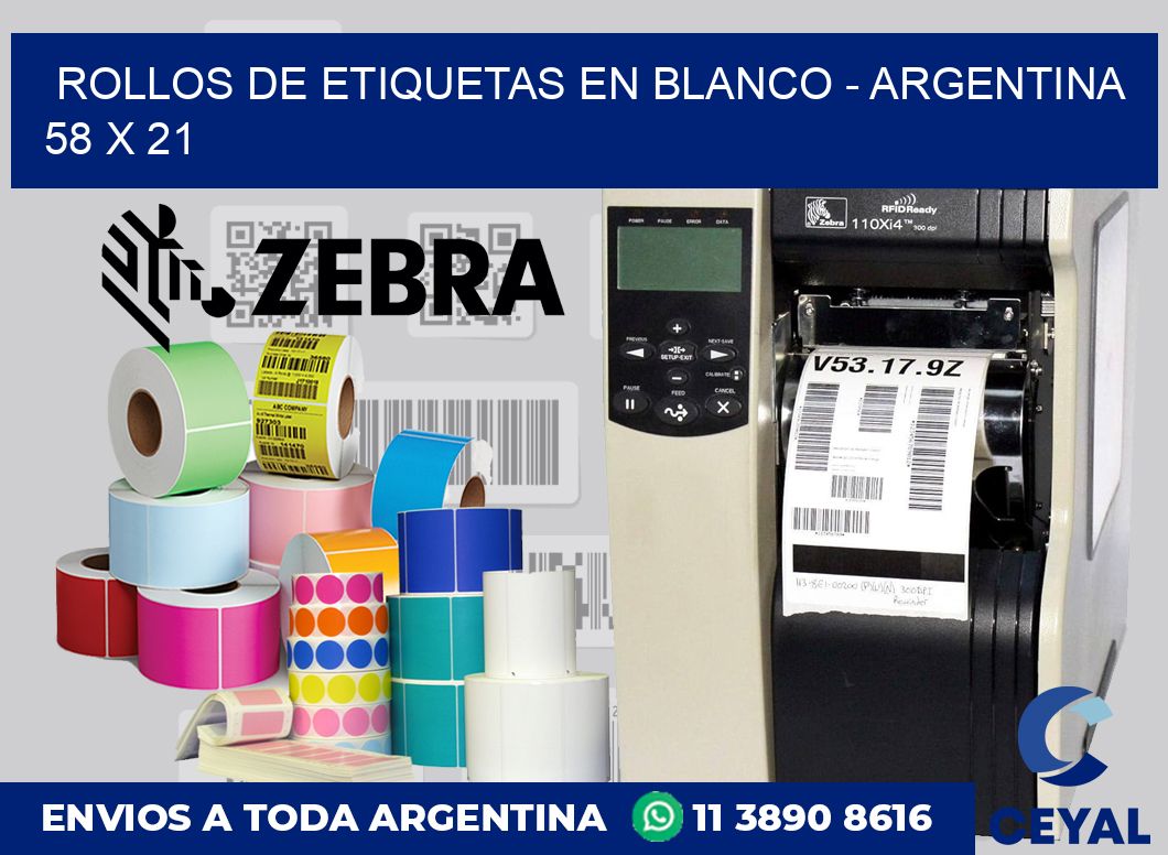 Rollos de etiquetas en blanco – Argentina 58 x 21