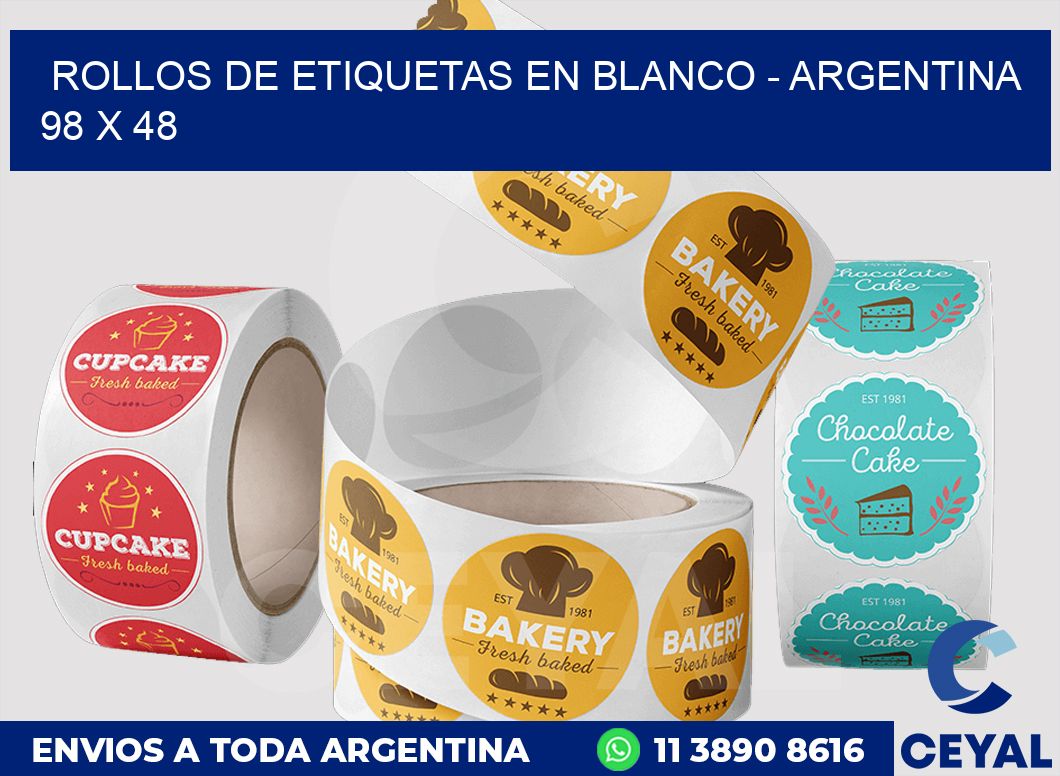 Rollos de etiquetas en blanco - Argentina 98 x 48