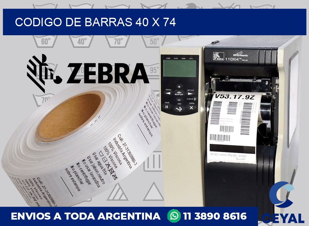 codigo de barras 40 x 74