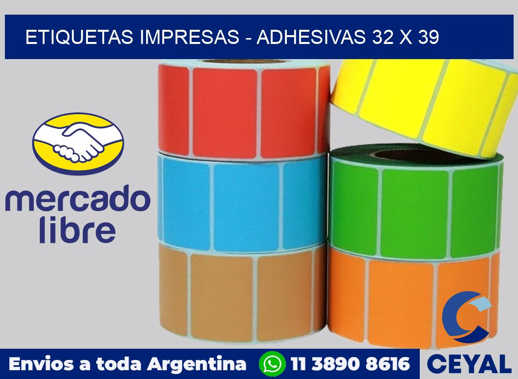 etiquetas impresas - Adhesivas 32 x 39