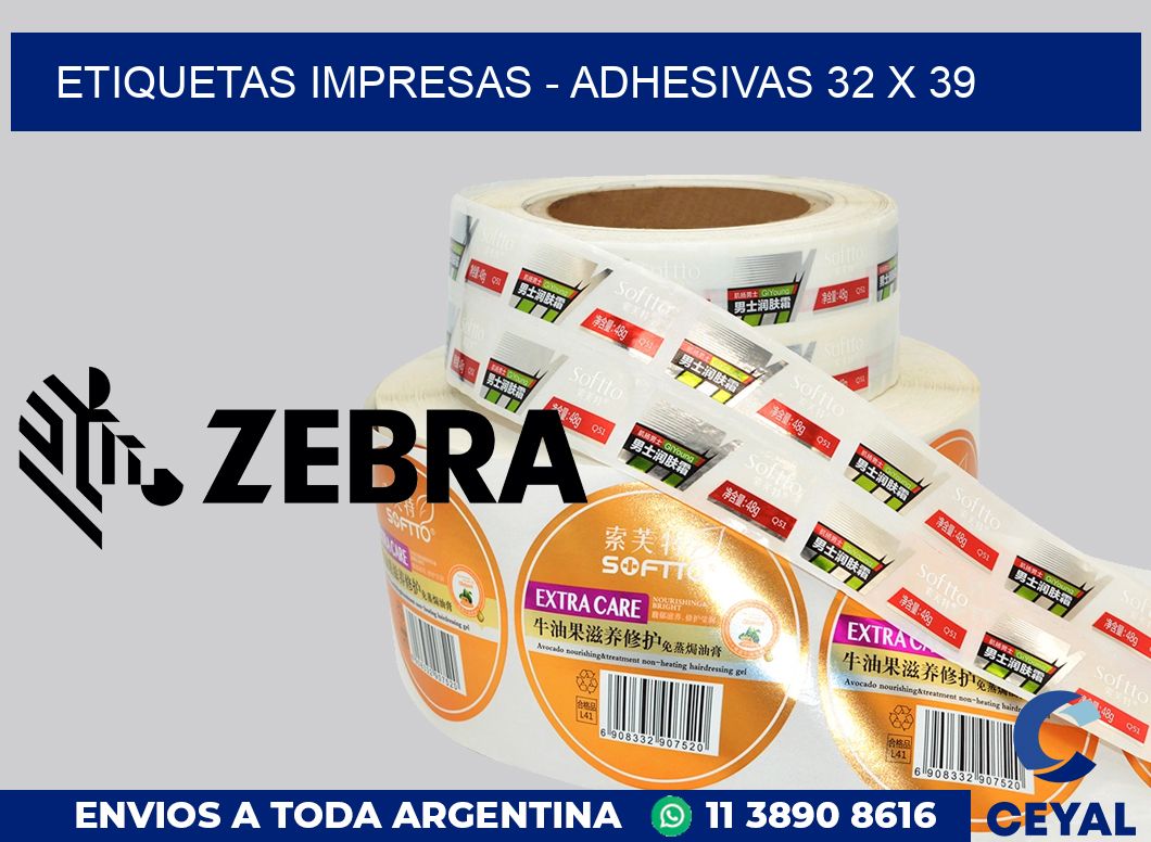 etiquetas impresas - Adhesivas 32 x 39