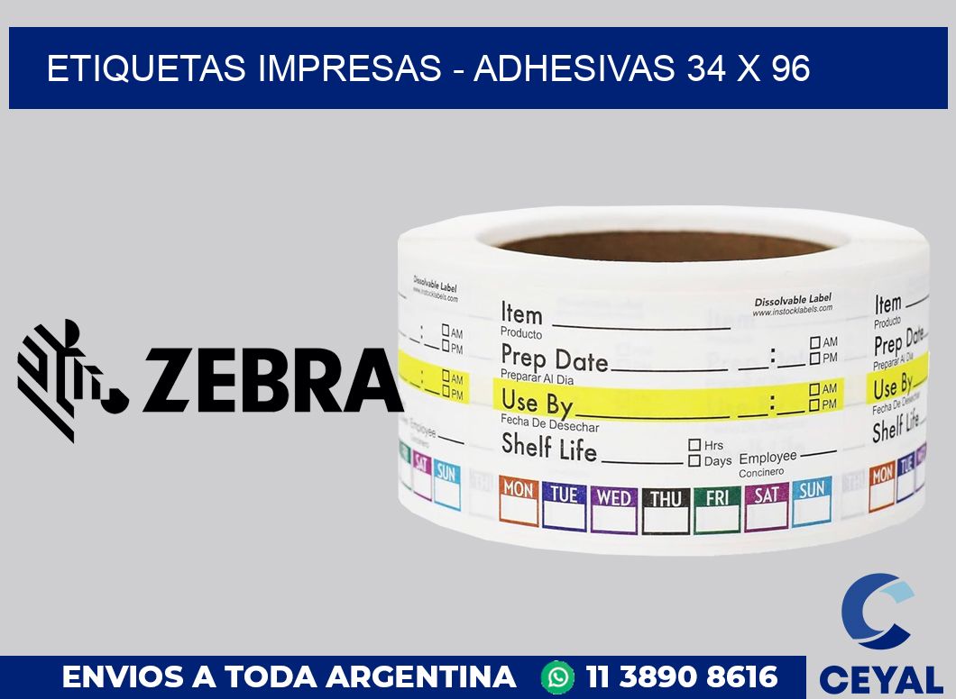 etiquetas impresas - Adhesivas 34 x 96