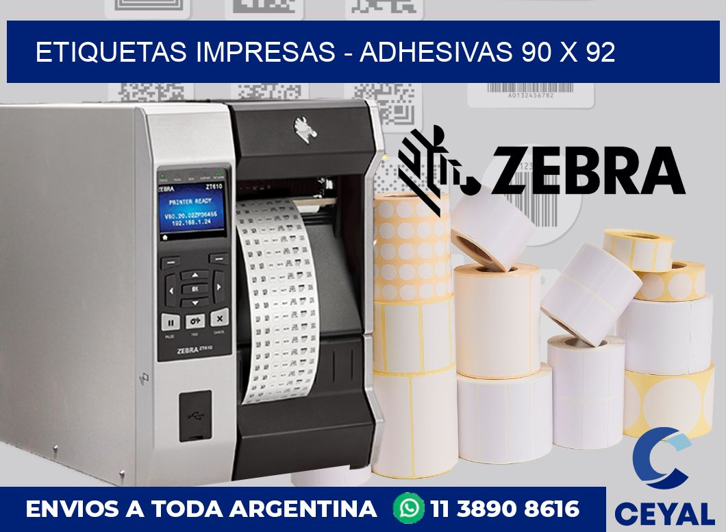 etiquetas impresas - Adhesivas 90 x 92