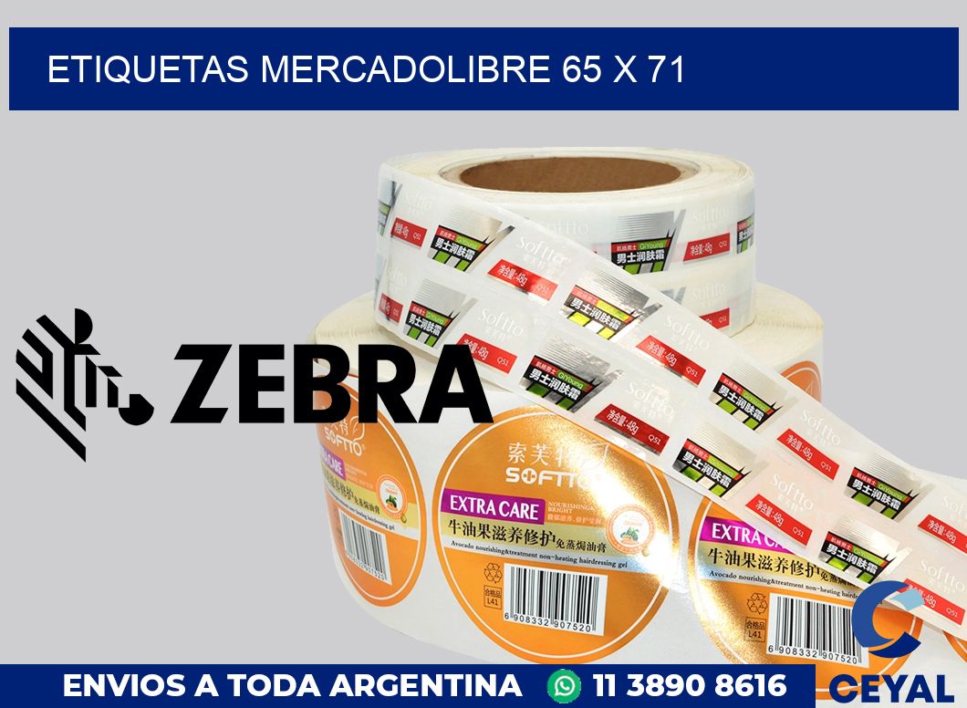 etiquetas mercadolibre 65 x 71