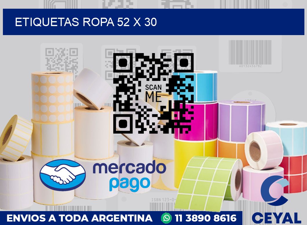 etiquetas ropa 52 x 30