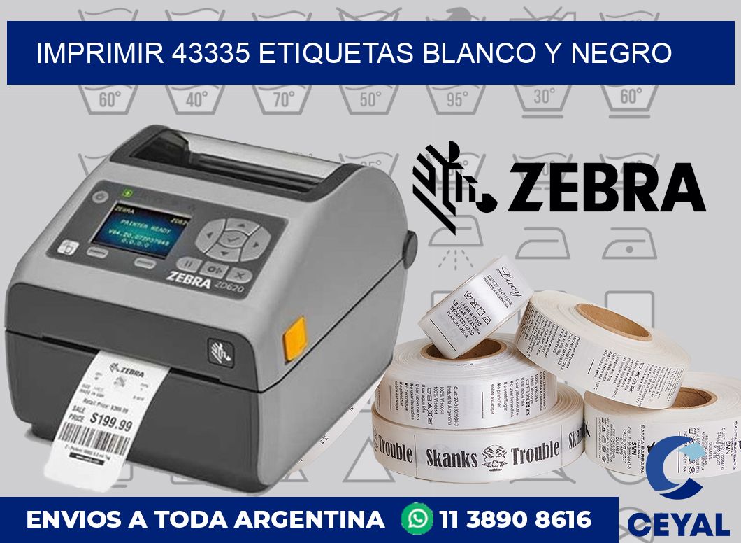 imprimir 43335 etiquetas blanco y negro