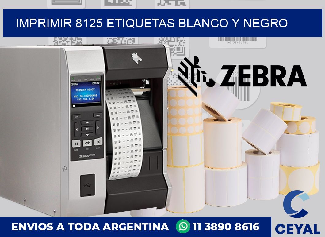 imprimir 8125 etiquetas blanco y negro