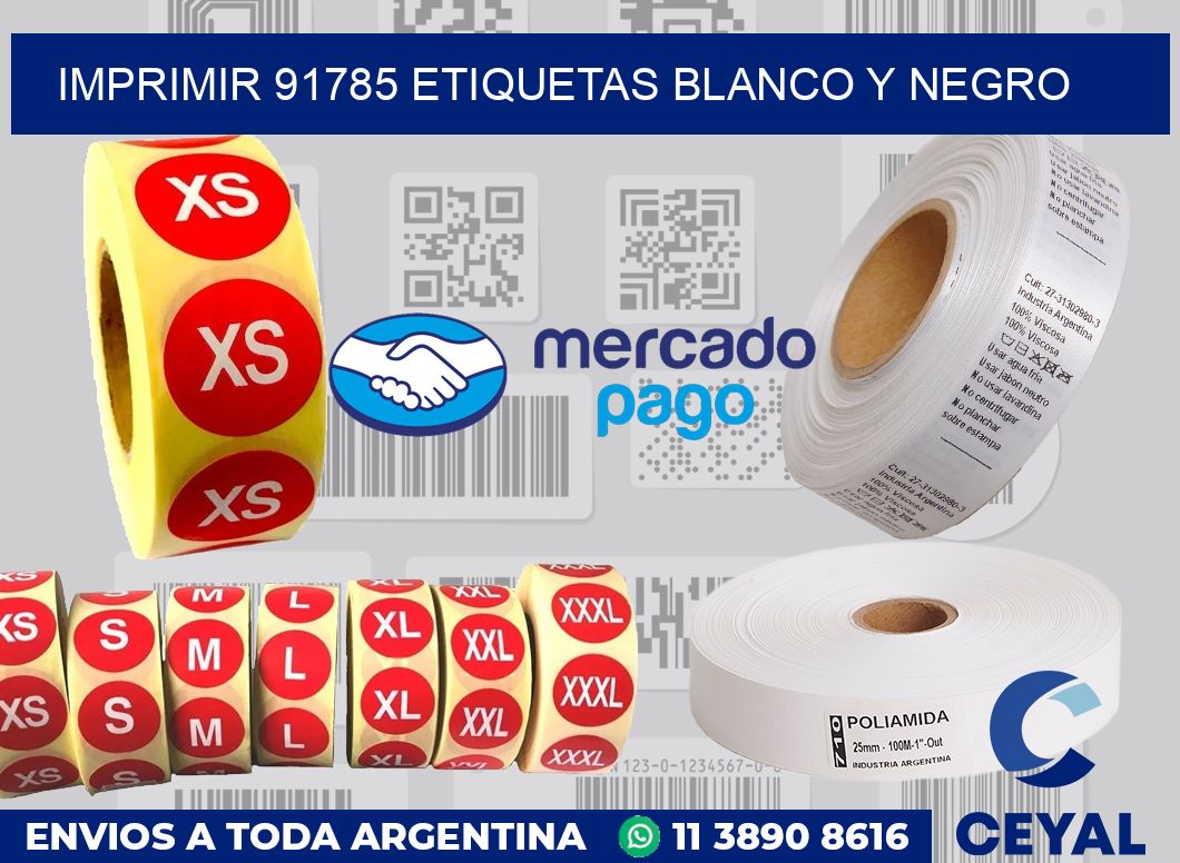 imprimir 91785 etiquetas blanco y negro