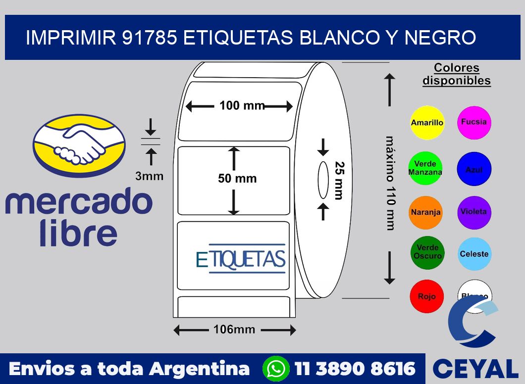 imprimir 91785 etiquetas blanco y negro