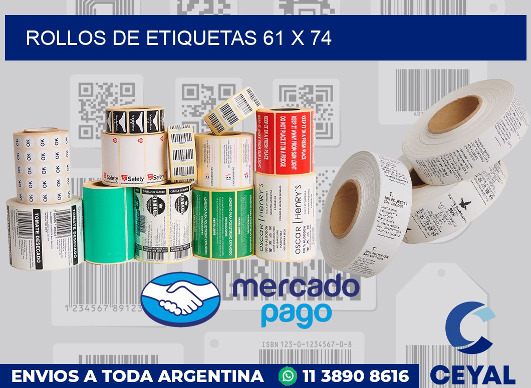 rollos de etiquetas 61 x 74