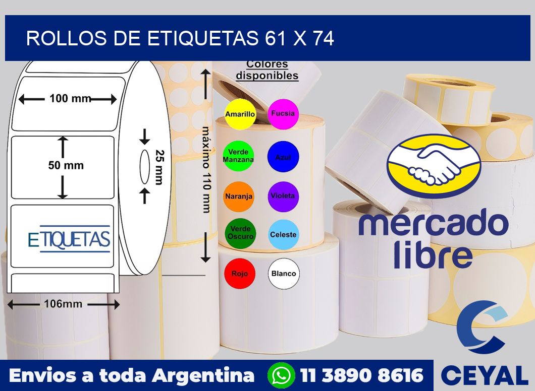 rollos de etiquetas 61 x 74