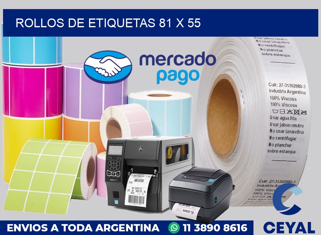 rollos de etiquetas 81 x 55