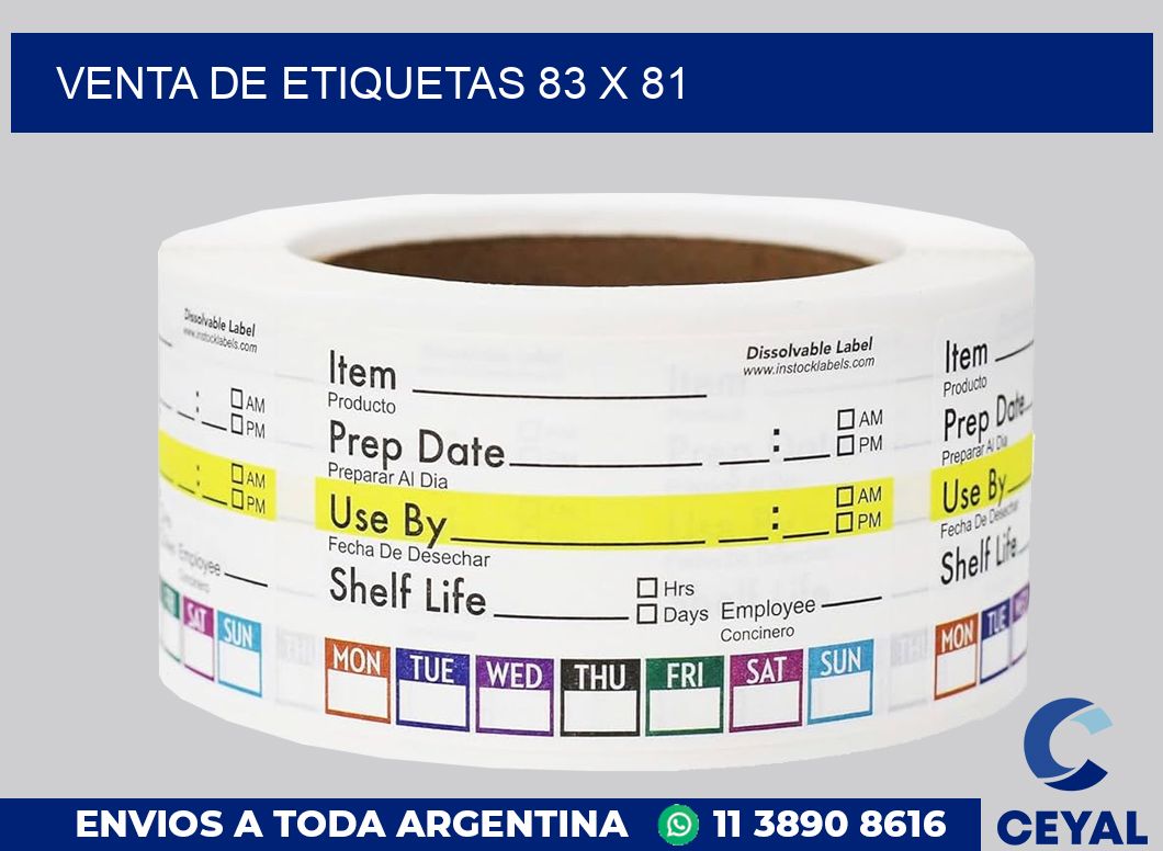 venta de etiquetas 83 x 81