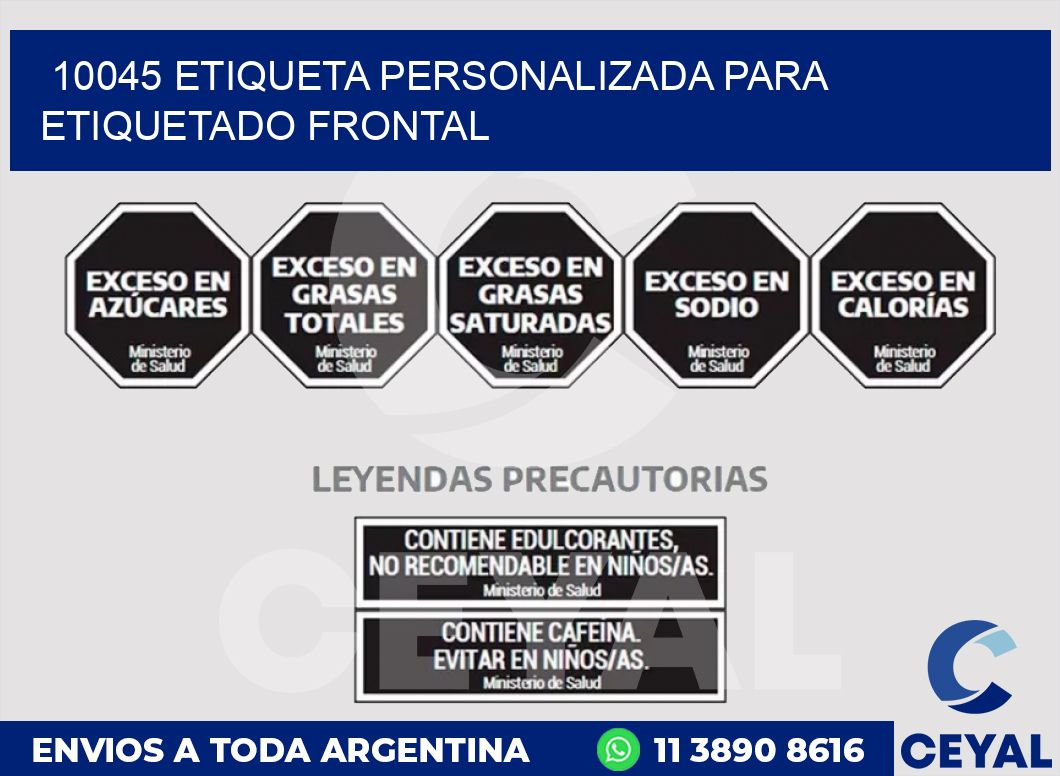 10045 ETIQUETA PERSONALIZADA PARA ETIQUETADO FRONTAL