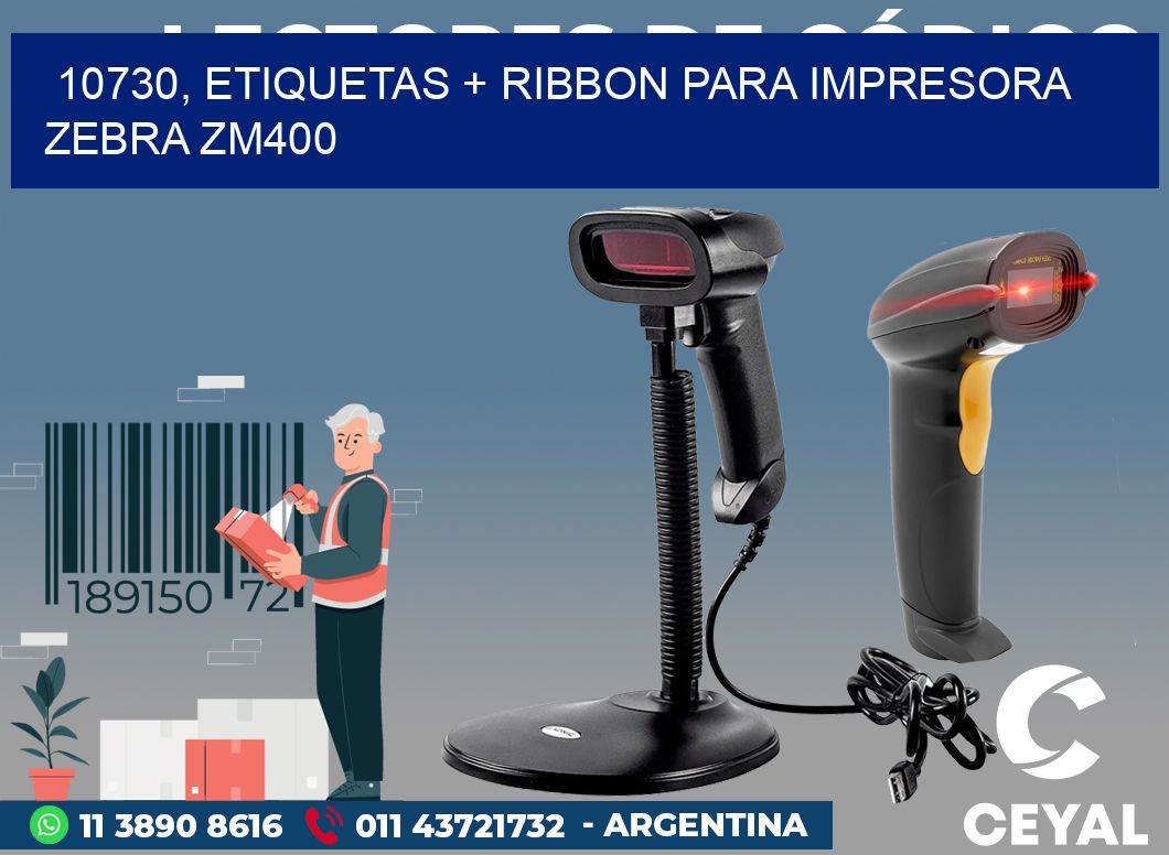 10730, etiquetas + ribbon para impresora zebra ZM400