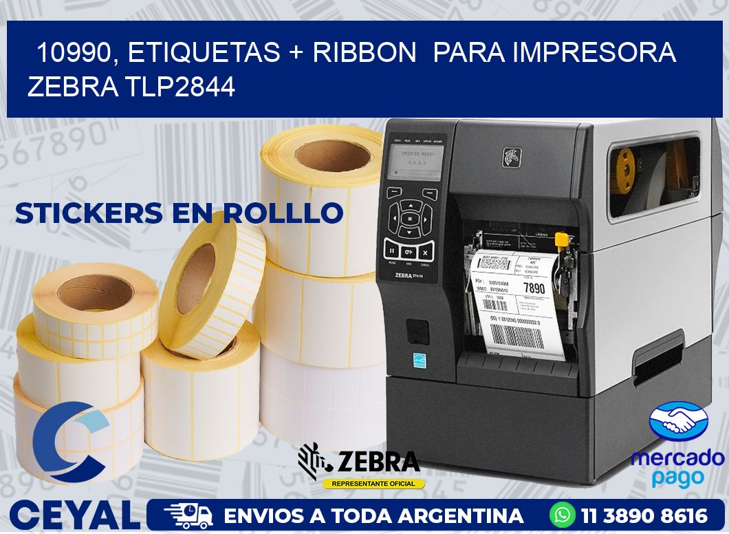 10990, etiquetas + ribbon  para impresora zebra TLP2844